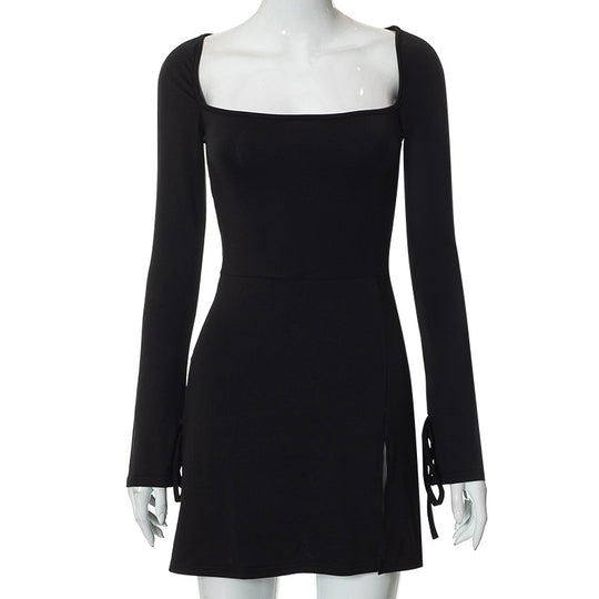 Damen Langärmliges Wickelkleid mit asymmetrischem Schnitt und eleganten Taillenzug R&B