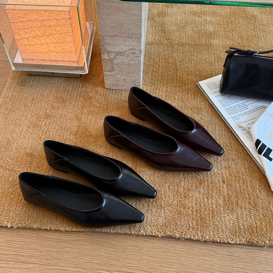 Damen elegante Spitzer Pumps aus Metallic-Leder R&B