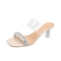 Damen transparente Sandalen mit glitzerndem Riemen und stylish transparentem Absatz