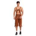 Herren nan knielange traditionelle Lederhose mit besticktem Brustlatz und verstellbaren Trägern R&B