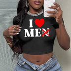 Damen Crop-Top mit künstlerischem Statement-Druck R&B