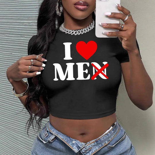 Damen Crop-Top mit künstlerischem Statement-Druck R&B