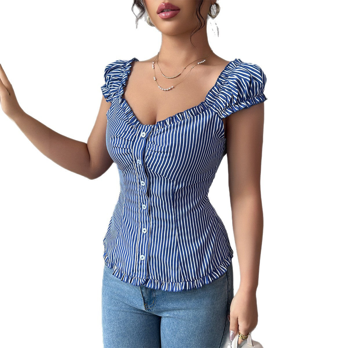 Damen Elegantes Oberteil mit Rüschendetails und tailliertem Schnitt R&B