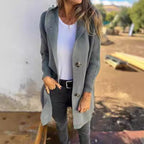 Damen kuschelige Strickjacke mit Kapuze und großen Taschen R&B