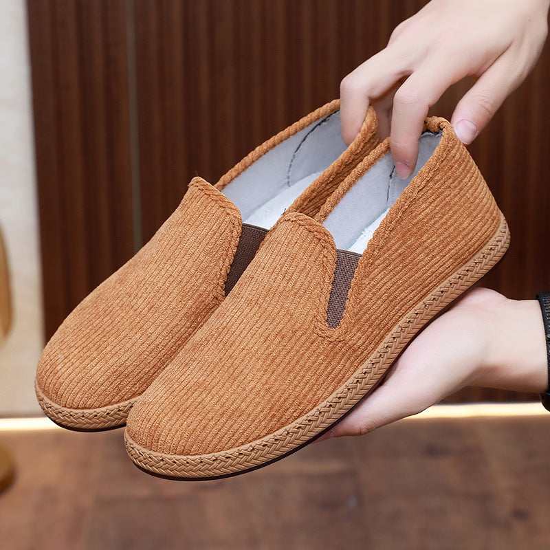 Damen bequeme Slip-On Schuhe aus Cord mit rutschfester Sohle R&B