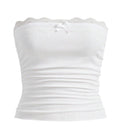 Damen Bandeau-Oberteil mit Spitzenbesatz und figurbetontem Schnitt R&B