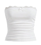 Damen Bandeau-Oberteil mit Spitzenbesatz und figurbetontem Schnitt R&B