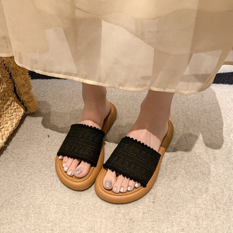 Damen modische Mules mit zierlichem Textilmuster