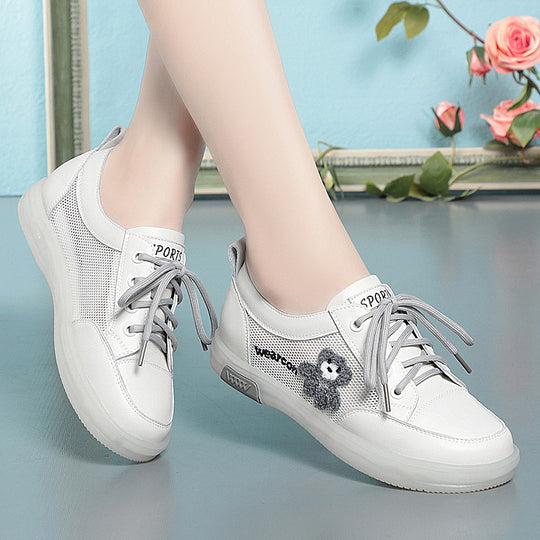 Damen Sportliche Sneaker aus hochwertigem Leder mit verspieltem Motiv und komfortabler Dämpfung R&B