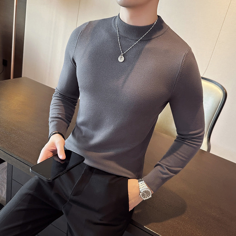 Herren modischer Pullover mit hohem Kragen und eleganter Passform R&B