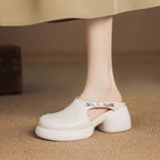 Damen Clogs mit elegantem Riemen und modischem Blockabsatz