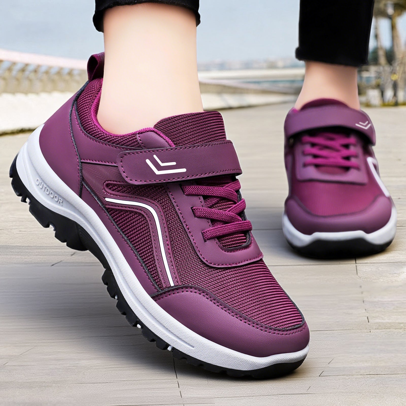 Damen Sportliche Outdoor-Sneaker mit verstellbarem Klettverschluss und rutschfester Sohle R&B