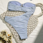 Damen Bandeau-Bikini-Set mit raffinierten Falten R&B
