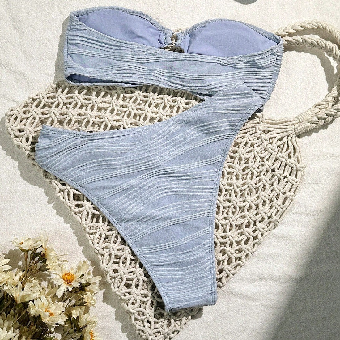 Damen Bandeau-Bikini-Set mit raffinierten Falten R&B