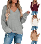Damen Strickpullover mit V-Ausschnitt und lässiger Passform