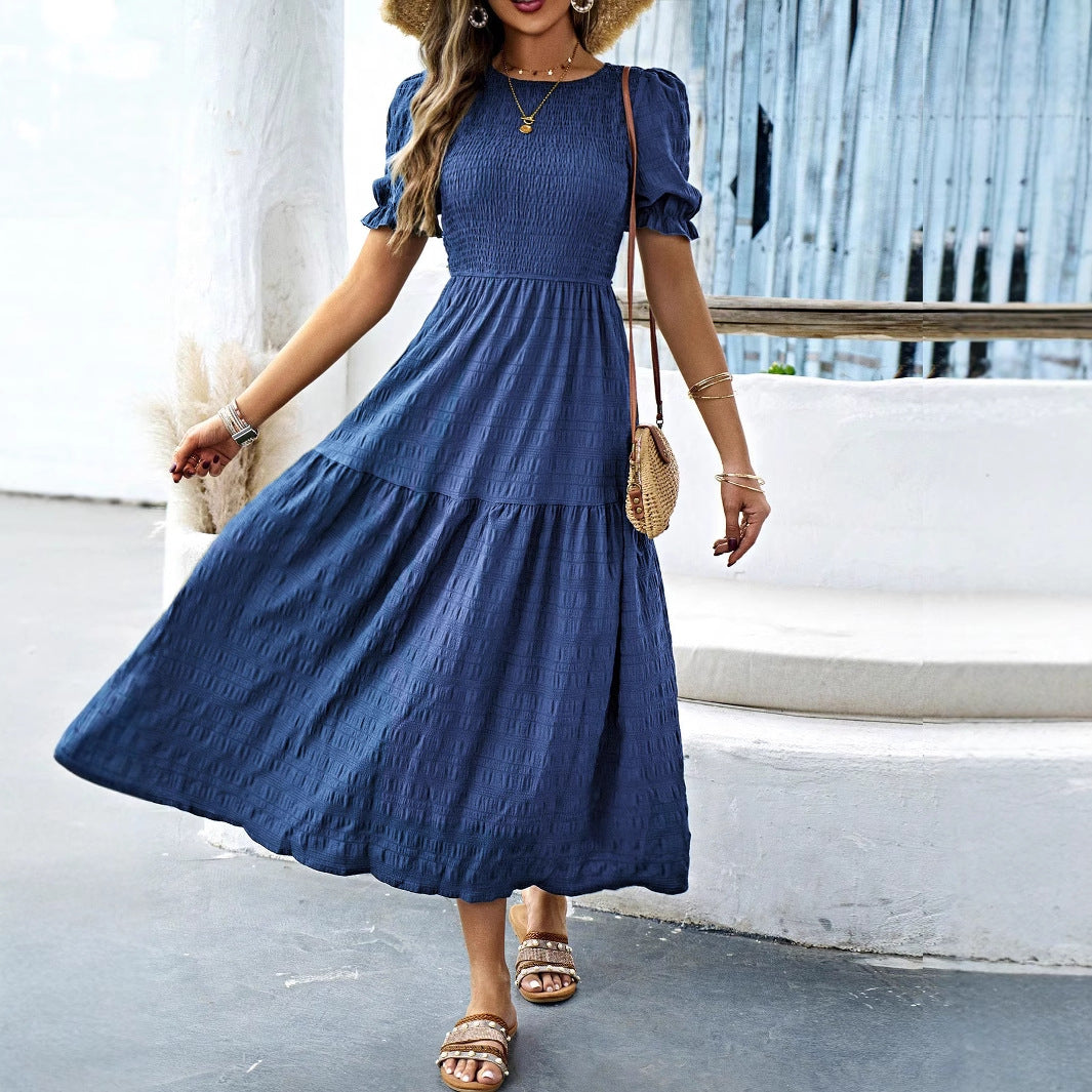 Damen Midikleid mit elastischem Taillenbund und schwingendem Rock R&B