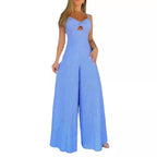 Damen Luftiger Jumpsuit mit schickem Schlitz und Stilvollen Träger R&B