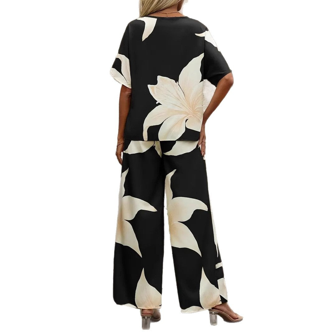 Damen Luftiges Zweiteiliges Set mit floralem Design und weitem Schnitt R&B