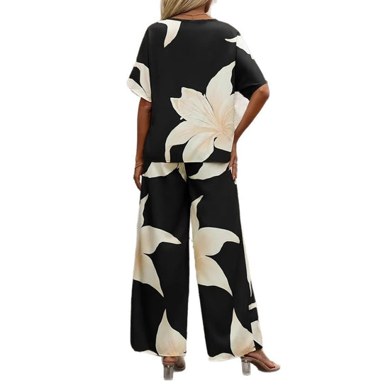 Damen Luftiges Zweiteiliges Set mit floralem Design und weitem Schnitt R&B