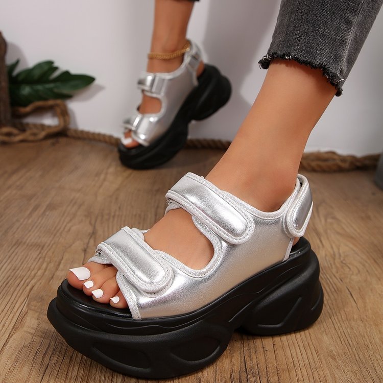 Damen Glamouröse Plateau-Sandalen mit verstellbaren Riemen und funkelnden Applikationen R&B
