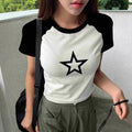 Damen Crop-T-Shirt mit stylischem Sternmotiv und bequemer Passform R&B