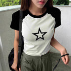 Damen Crop-T-Shirt mit stylischem Sternmotiv und bequemer Passform R&B