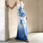Damen Maxikleid mit floralem Druck und Perlenverzierungen R&B