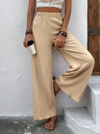 Damen Weite Plisséhose mit elastischem Bund und elegantem Fall R&B