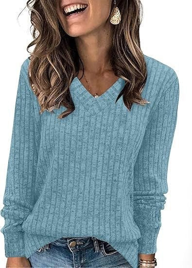 Damen eleganter V-Ausschnitt Pullover R&B