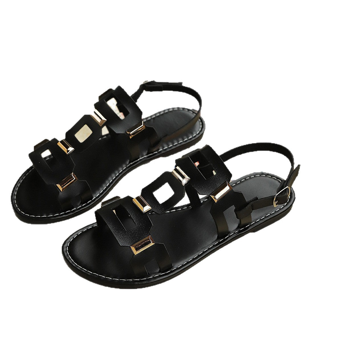 Damen Sandalen mit modischen geometrischen Riemen und komfortabler Fußbettgestaltung