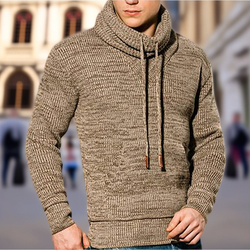 Herren Strickpullover mit hohem Kragen und seitlichen Taschen R&B