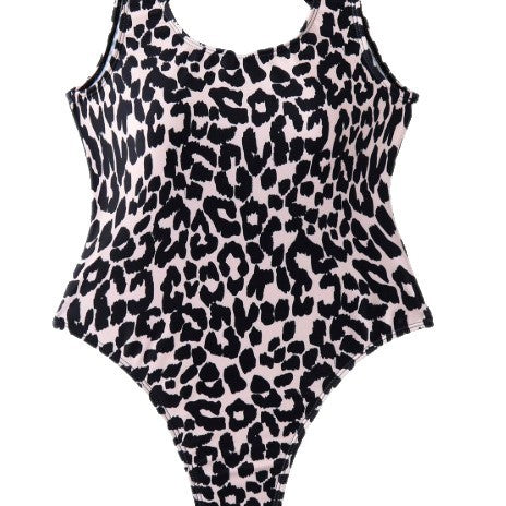 Damen Einteiler Badeanzug mit Leopardendruck und modernem Schnitt R&B
