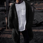 Herren Großer Strickcardigan mit tiefem Schnitt und strukturiertem Design R&B