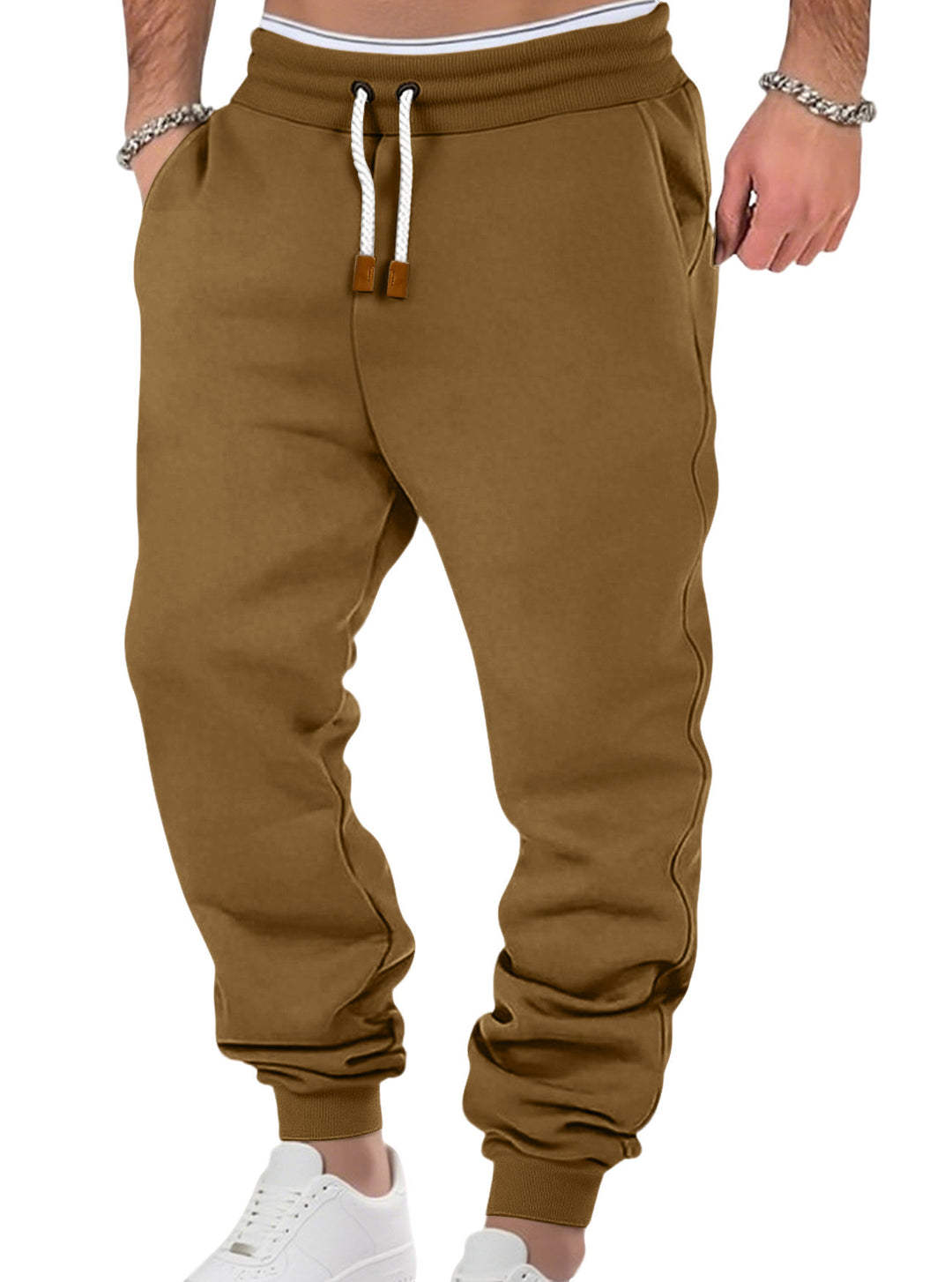Herren nan komfortable Jogginghose aus hochwertiger Baumwollmischung mit elastischem Bund Kordelzug und Bündchen R&B