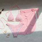Damen Bikiniset mit strukturiertem Obermaterial und eleganter Wickelrock-Optik R&B