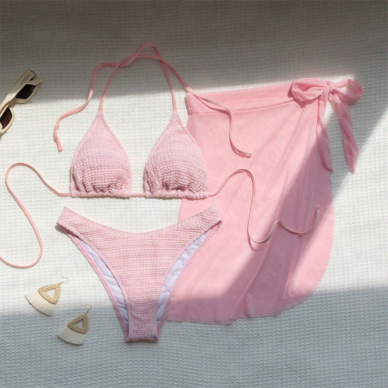 Damen Bikiniset mit strukturiertem Obermaterial und eleganter Wickelrock-Optik R&B