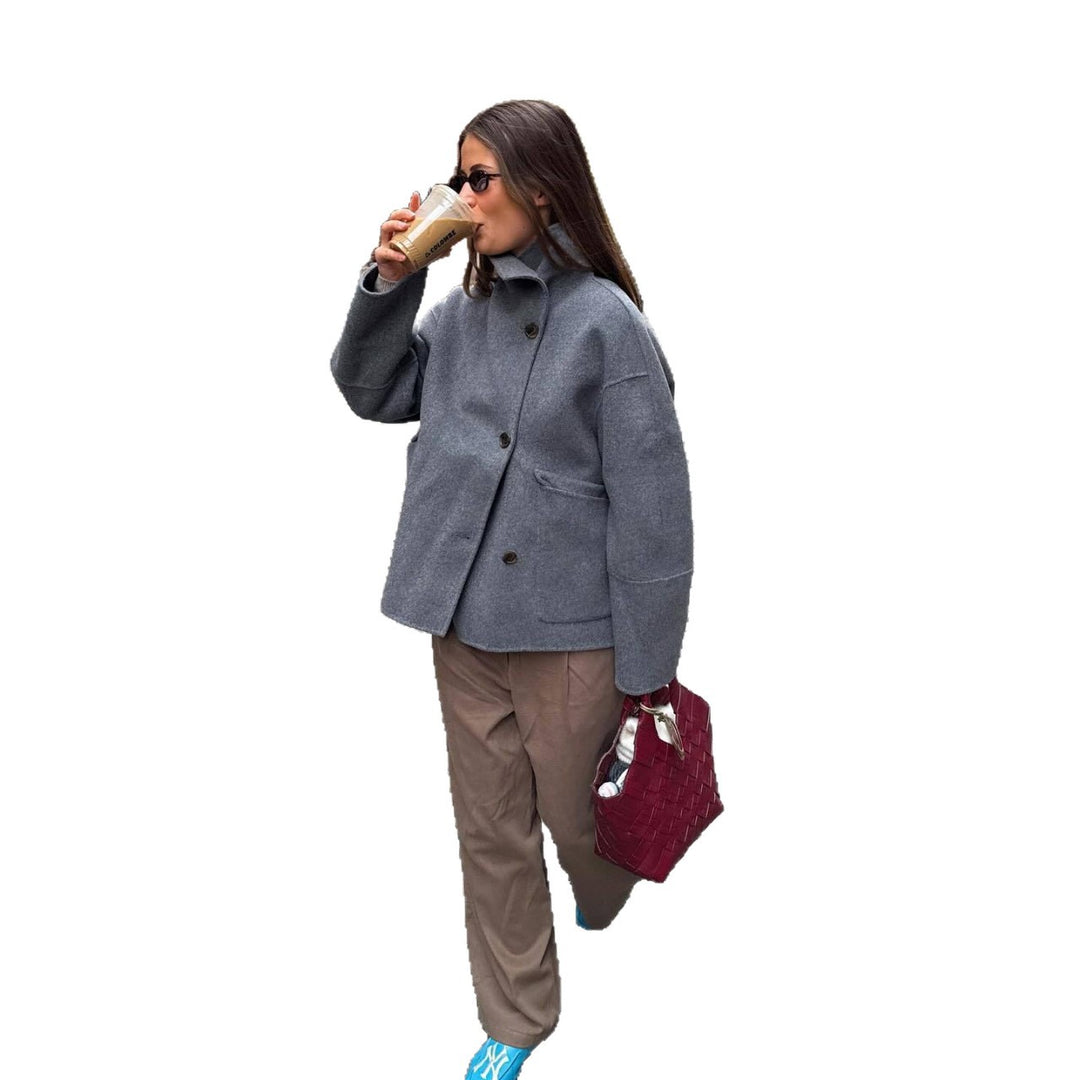 Damen Modische Oversized-Jacke aus hochwertigem Wollmix R&B