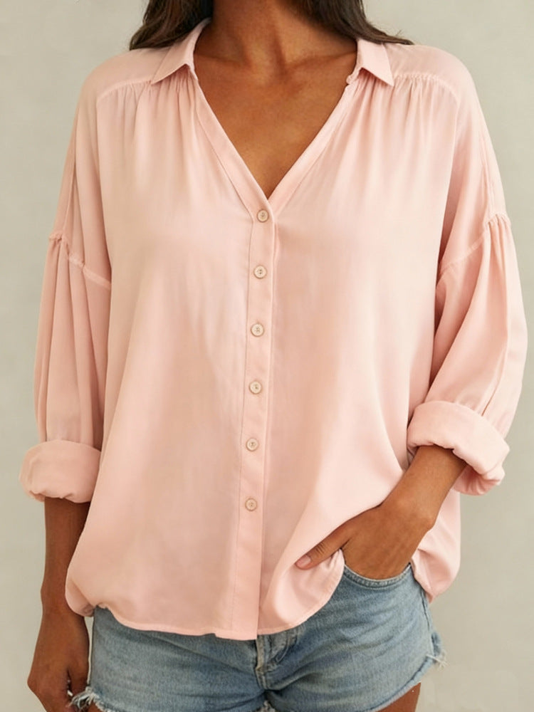 Damen Bluse mit lässigem Schnitt und Knopfdetails R&B