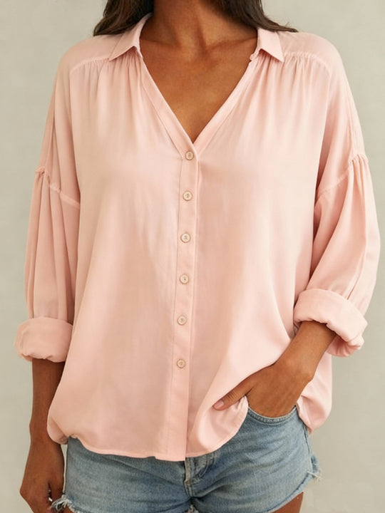Damen Bluse mit lässigem Schnitt und Knopfdetails R&B