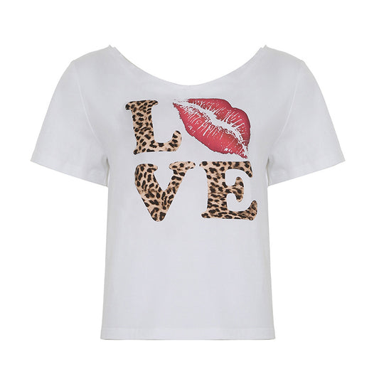 Damen T-Shirt mit tierischem Muster und auffälligem Druck R&B