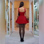 Damen Kurzärmeliges Kleid mit weitem Rock R&B
