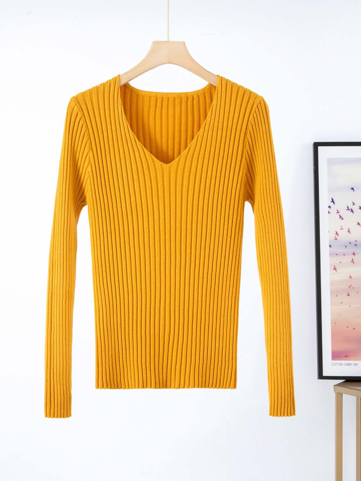 Damen Feinstrickpullover mit V-Ausschnitt und Rippenstruktur R&B