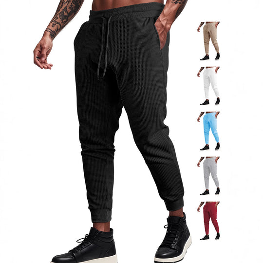 Herren nan feinstrukturierte Jersey-Loungehose konisch geschnitten mit Tunnelzugbund und gerippten Beinabschlüssen R&B