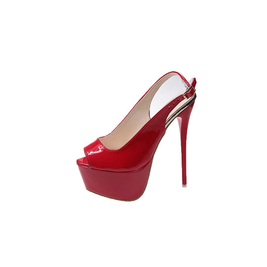 Damen Peeptoe High Heels mit offenem Fersenbereich und Stiletto-Absatz R&B