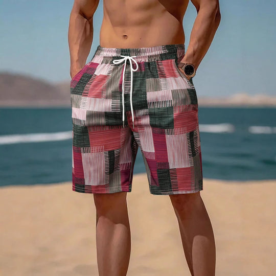 Herren stylische Bade-Shorts mit modernem Graphikmuster R&B
