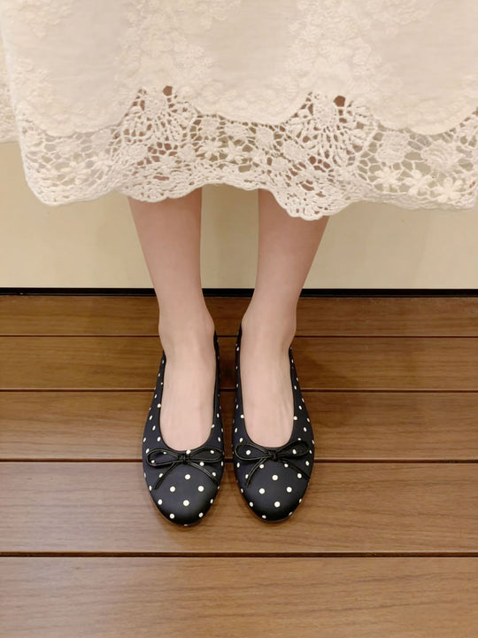 Damen Ballerinas mit Punkten und verspieltem Schleifen-Detail R&B