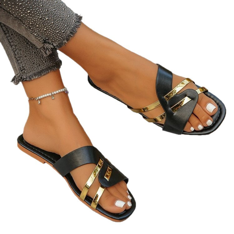 Damen Riemensandaletten mit elegantem Goldakzent R&B