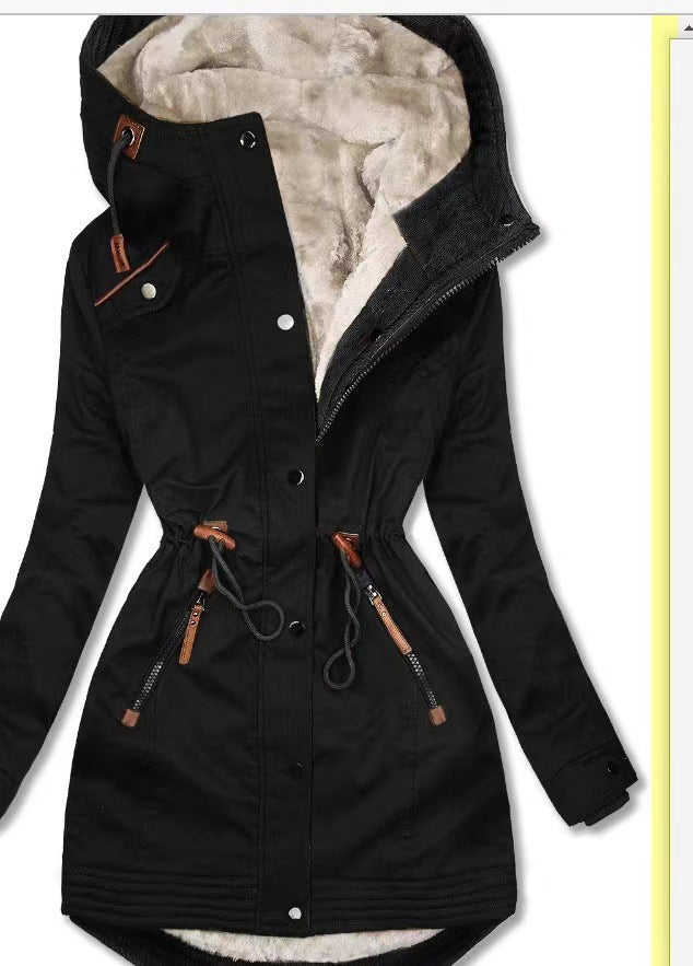 Damen gefütterte Winterparka mit praktischen Taschen und verstellbarem Gürtel R&B