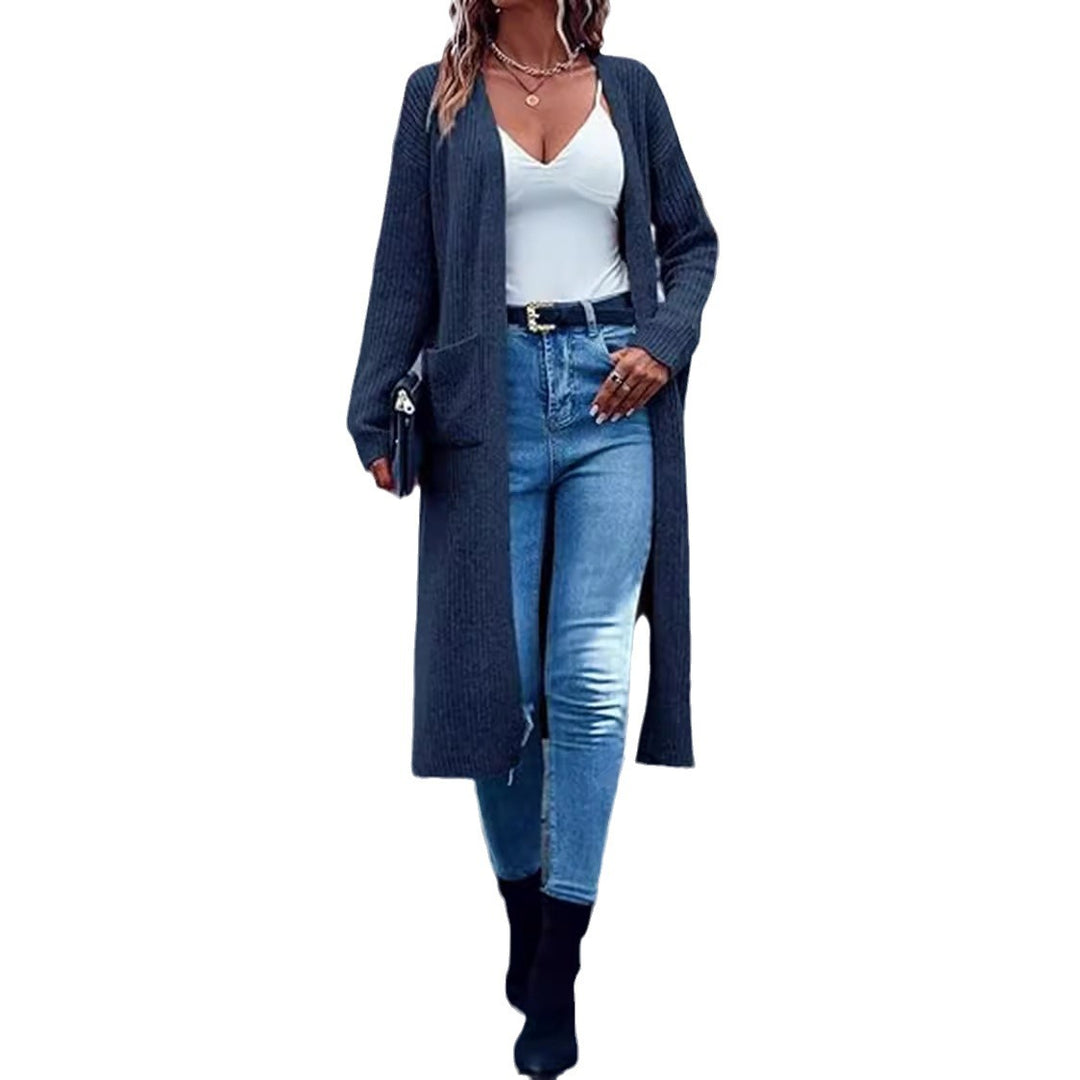 Damen Strickmantel mit langen Ärmeln und praktischen Taschen R&B