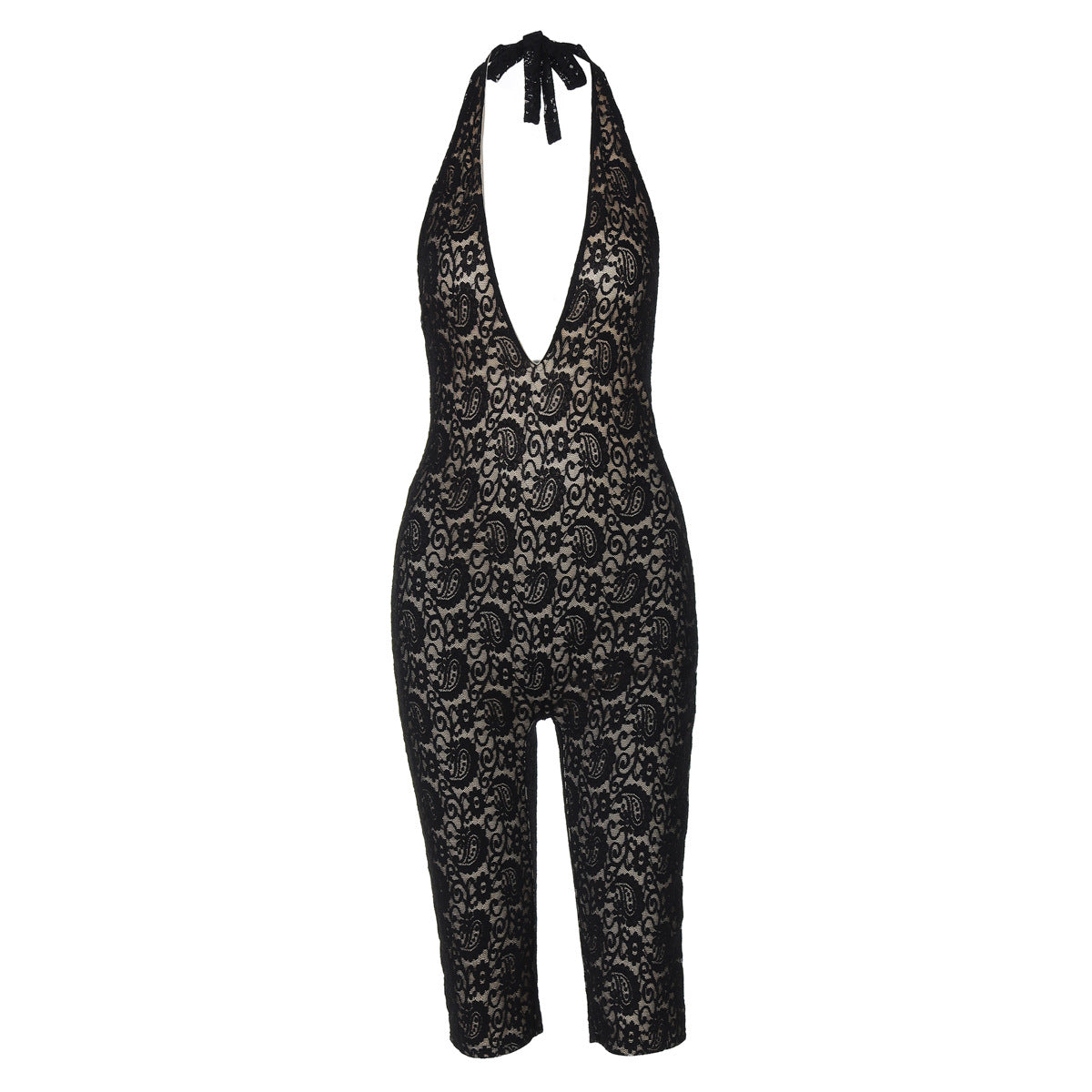 Damen Eleganter Jumpsuit aus feiner Spitze R&B